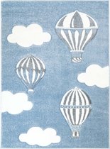 Tapijtenloods Bueno Vloerkleed Kinderkamer Luchtballon Blauw Laagpolig Rond - 80x150 CM -
