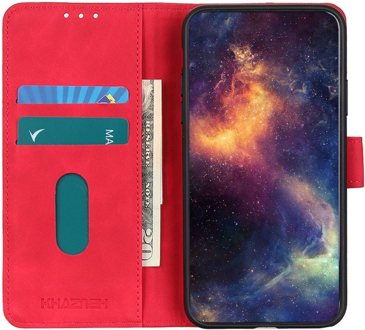 KHAZNEH Motorola Moto G22 Hoesje Portemonnee Book Case Rood