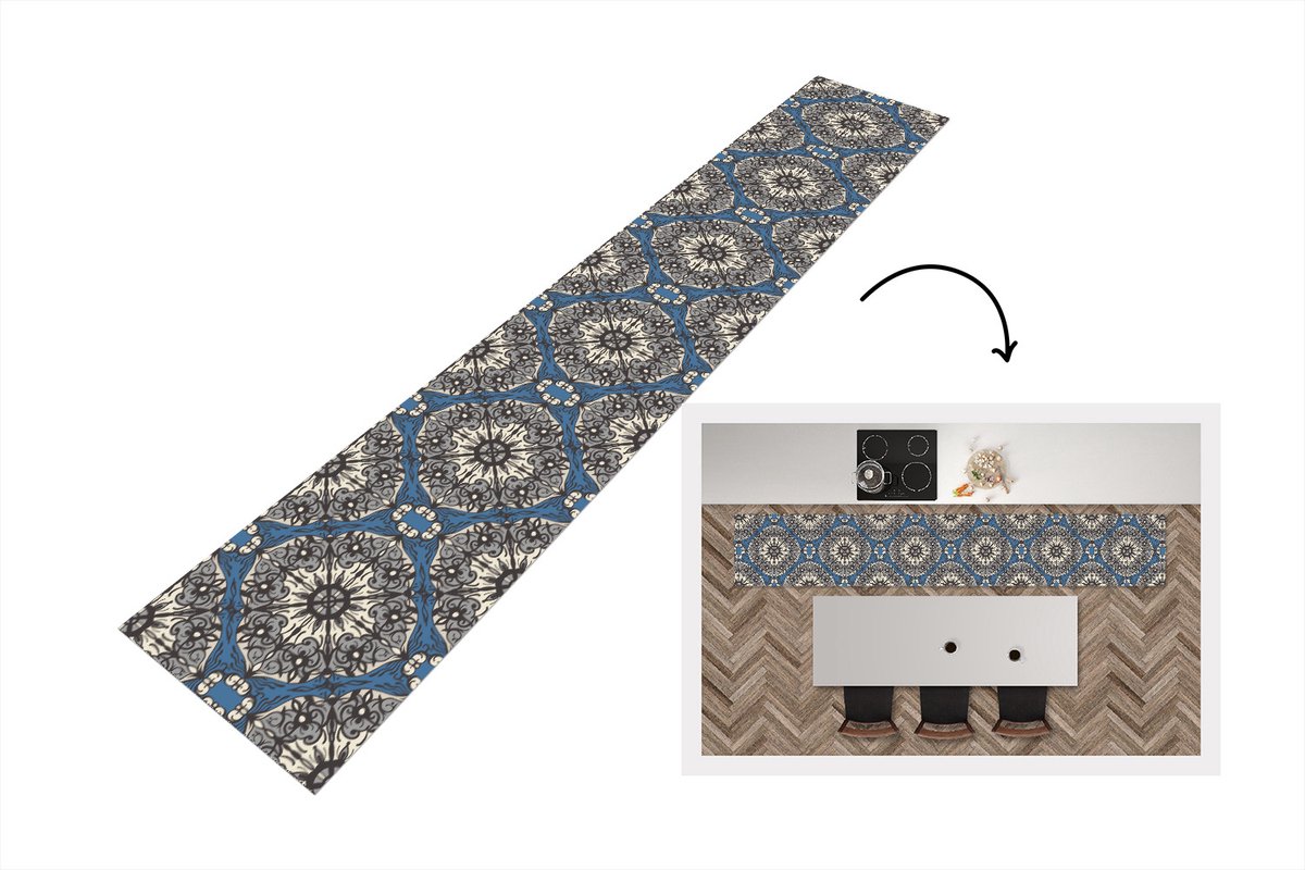 KitchenYeah Keukenloper - Keukenmat - Mandala - Patronen - Vintage - 360x60 cm - Keuken vloerkleed Multicolor