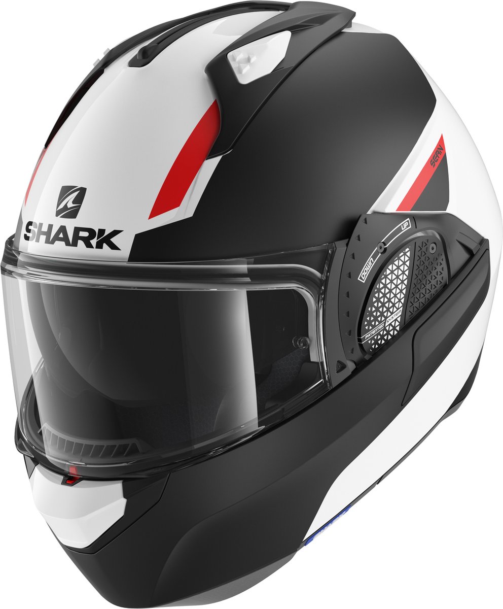 SHARK EVO GT SEAN Motorhelm Systeemhelm Wit Zwart Rood - Maat XL