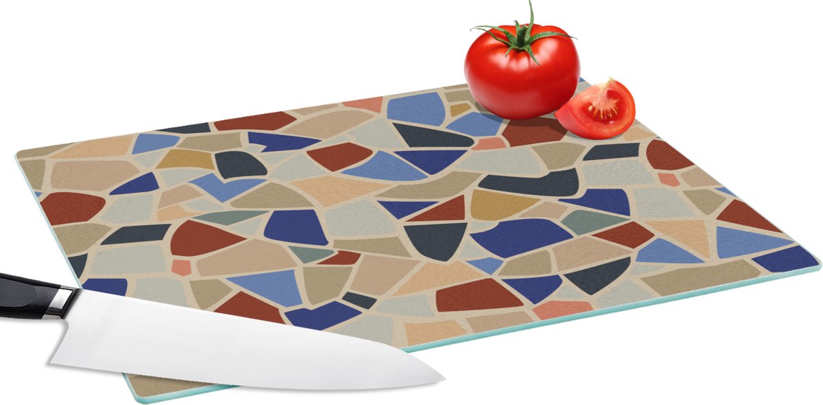 Glazen Snijplank - 39x28 - Middellandse Zee - Patronen - Mozaiek - Snijplanken Glas