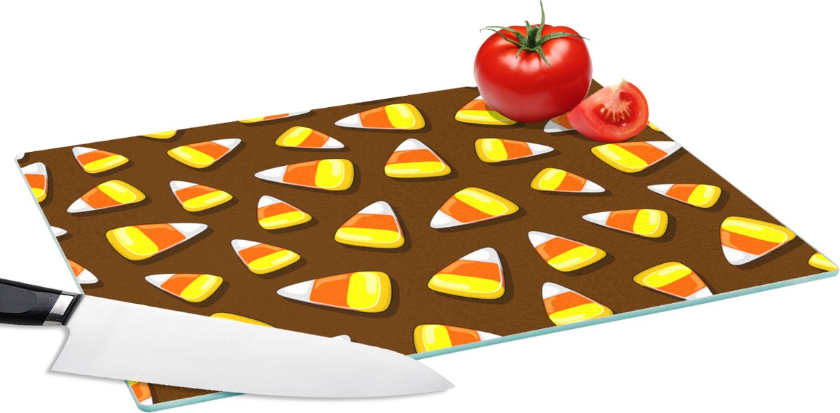 Glazen Snijplank - 39x28 - Eten - Patroon - Snoep - Snijplanken Glas