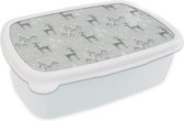 Lunch box Wit - Lunch box - Boîte à pain - Motifs - Cerf - Hiver - 18x12x6 cm - Adultes