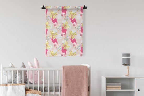 Tapisserie - Tapisserie - Cerf - Rose - Motifs - 60x80 cm - Tapisserie