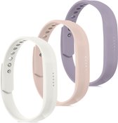kwmobile horlogeband voor Fitbit Flex 2 - 3x siliconen bandje in wit / oudroze / lavendel - Voor fitnesstracker