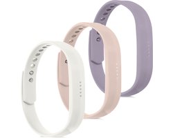 kwmobile horlogeband geschikt voor Fitbit Flex 2 - 3x siliconen bandje in wit / oudroze / lavendel - Voor fitnesstracker