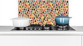 Spatscherm keuken 60x30 cm - Kookplaat achterwand Patronen - Koffie - Theepot - Retro - Muurbeschermer - Spatwand fornuis - Hoogwaardig aluminium