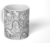 Mok - Koffiemok - Marmer - Golf - Zwart - Wit - Design - Mokken - 350 ML - Beker - Koffiemokken - Theemok