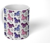 Mok - Koffiemok - Cartoon - Patronen - Unicorn - Mokken - 350 ML - Beker - Koffiemokken - Theemok