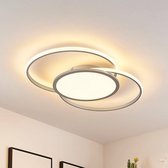Lucande - LED plafondlamp- met dimmer - 1licht - ijzer, aluminium, kunststof - H: 7.2 cm - zilver - Inclusief lichtbron