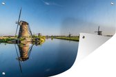 Vue sur l'eau aux moulins à vent de Kinderdijk aux Nederland Affiche de jardin 120x80 cm - Toile de jardin / Toile d'extérieur / Peintures d'extérieur (décoration de jardin)