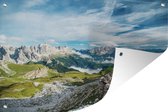 Muurdecoratie Alpen - Rotsen - Gras - 180x120 cm - Tuinposter - Tuindoek - Buitenposter