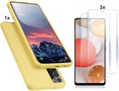 Hoesje Geschikt Voor Samsung Galaxy S20 Hoesje Soft Nano Silicone Backcover Gel Geel Met 2x Glazen Screenprotector