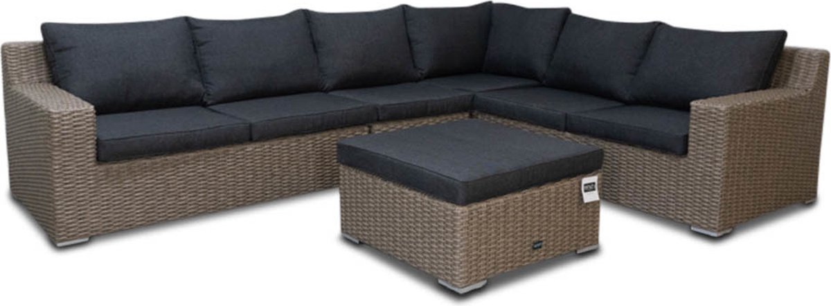 Denza Furniture Nashville luxe hoek wicker loungeset incl. tussenmodule 5-delig | 320x255cm | New Kobo | 6 personen