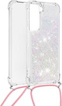 Lunso - Backcover hoes met koord - Samsung Galaxy S22 Plus - Glitter Zilver