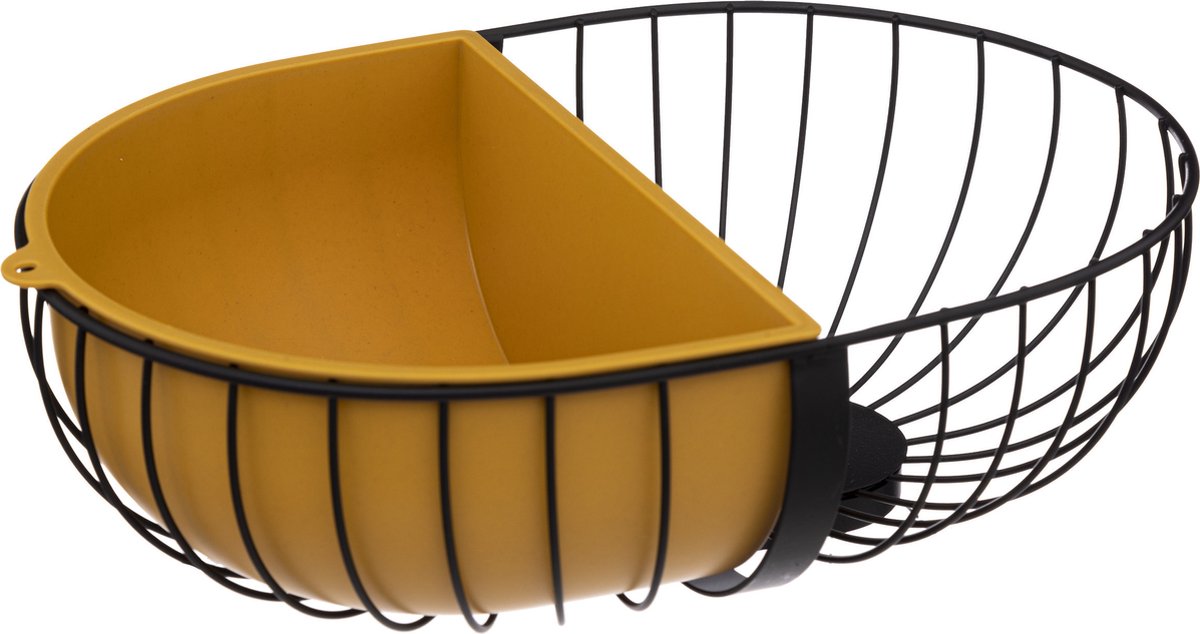 Metalen fruitmand/fruitschaal zwart rond 26 x 17 x 24 cm | Fun en Feest