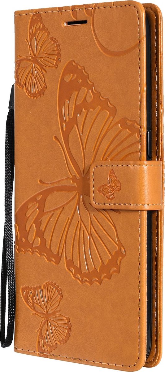 Mobigear Telefoonhoesje geschikt voor OPPO A53 Hoesje | Mobigear Butterfly Bookcase Portemonnee | Pasjeshouder voor 2 Pasjes | Telefoonhoesje voor Pinpas / OV Kaart / Rijbewijs - Cognac