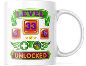 Verjaardag Mok level 33 unlocked | Verjaardag cadeau | Grappige Cadeaus | Koffiemok | Koffiebeker | Theemok | Theebeker
