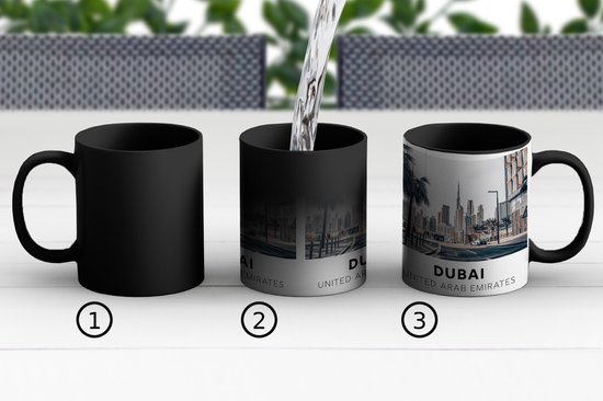 Magic Mug - Photo on Heat Mugs - Coffee Mug - Dubai - Away - Skyline - Magic Mug - Cup - 350 ML - Tea Mug - Sinterklaas decoration - Handout gifts for children - Shoe present Sinterklaas