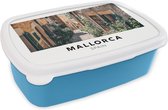 Broodtrommel Blauw - Lunchbox - Brooddoos - Mallorca - Spanje - Planten - 18x12x6 cm - Kinderen - Jongen
