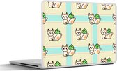 Laptop sticker - 17.3 inch - Katten - Planten - Pastel - Kind - Patroon - 40x30cm - Laptopstickers - Laptop skin - Cover