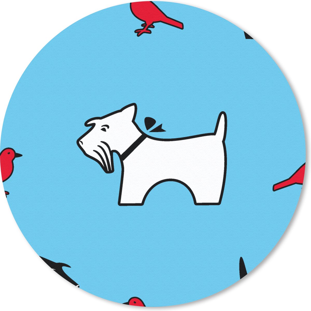 Muismat rond 30x30 cm - Mousepad Hond - Vogel - Dieren - Patronen - Kinderen - Ronde muismatten
