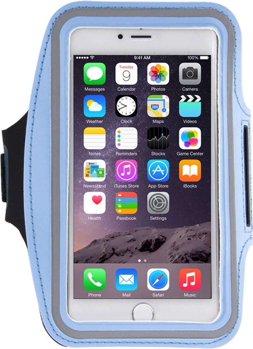 Mobigear Telefoonhoesje geschikt voor Telefoonhouder Hardlopen Apple iPhone 7 Plus Sport Hoesje Neopreen | Mobigear Sportarmband - Blauw