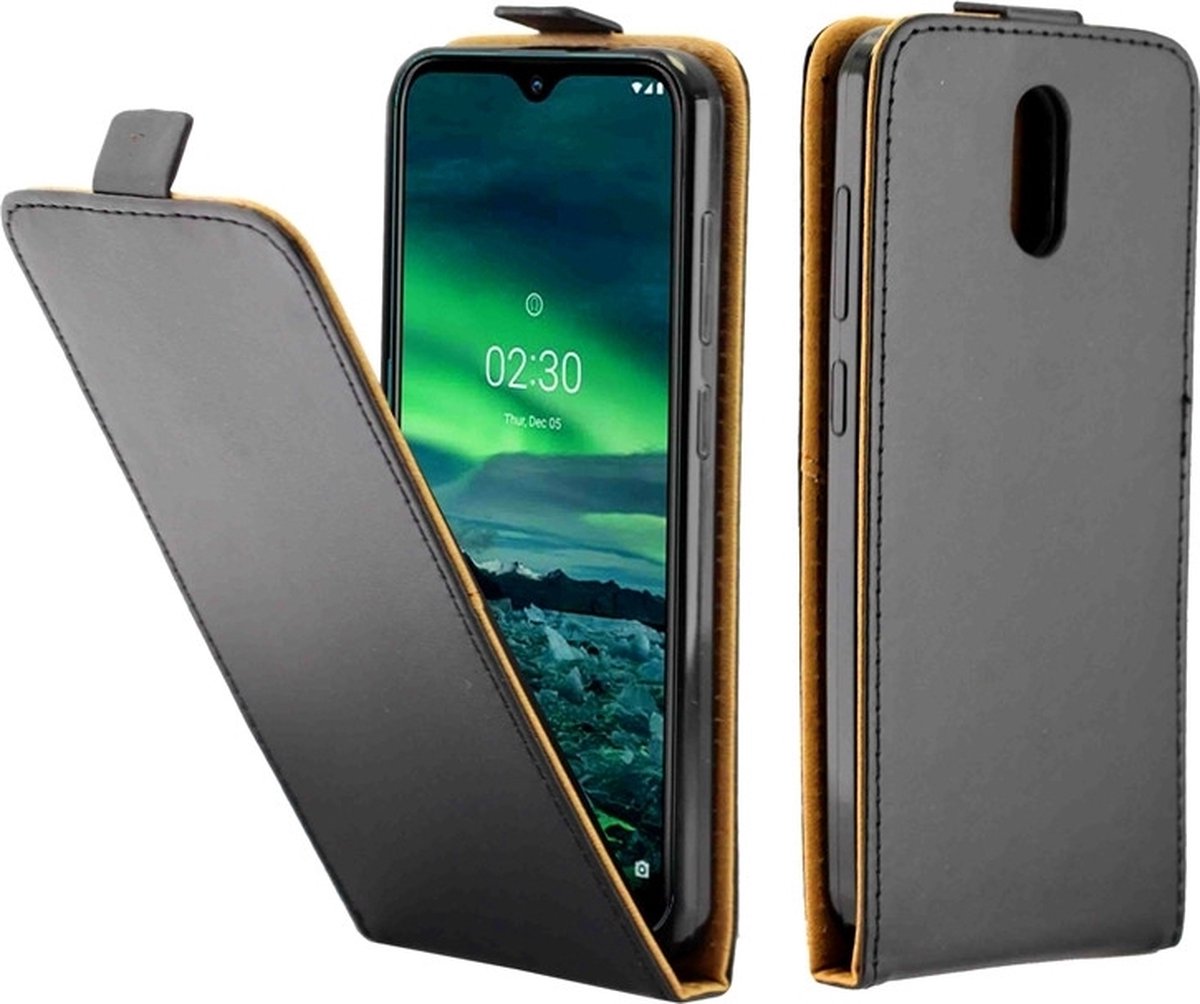 Mobigear Telefoonhoesje geschikt voor Nokia 2.3 Hoesje | Mobigear Business Flipcase | Pasjeshouder voor 1 Pasje | Telefoonhoesje voor Pinpas / OV Kaart / Rijbewijs - Zwart