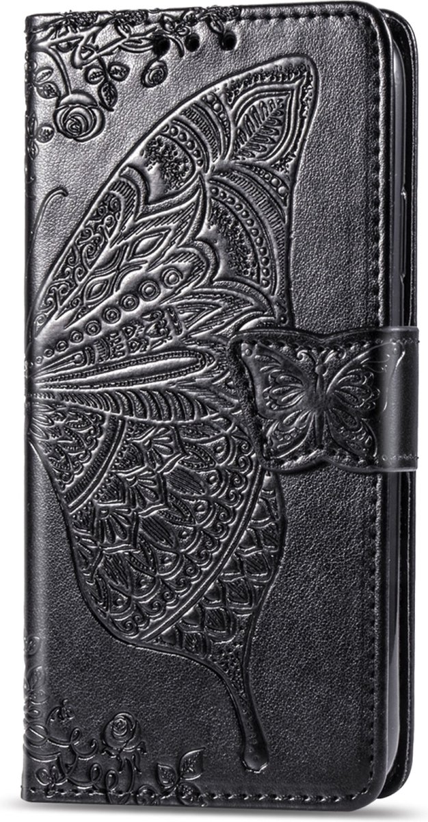 Mobigear Telefoonhoesje geschikt voor Apple iPhone 11 Pro Max Hoesje | Mobigear Butterfly Bookcase Portemonnee | Pasjeshouder voor 3 Pasjes | Telefoonhoesje voor Pinpas / OV Kaart / Rijbewijs - Zwart