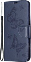 Mobigear Telefoonhoesje geschikt voor POCO M3 Pro Hoesje | Mobigear Butterfly Bookcase Portemonnee | Pasjeshouder voor 2 Pasjes | Telefoonhoesje voor Pinpas / OV Kaart / Rijbewijs - Blauw