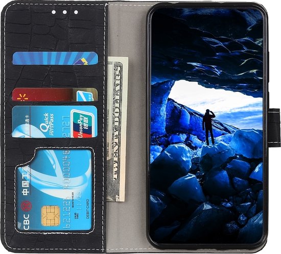 Etui Portefeuille Mobigear Crocodile Luxury Noir Samsung Galaxy A21
