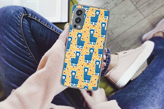 OnePlus Nord 2 5G - Filles - Lama - Plantes - Motifs - Fille - Kids - Enfants - Meiden - Coque de téléphone en Siliconen