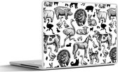 Laptop sticker - 13.3 inch - Patroon - Dieren - Zwart Wit - 31x22,5cm - Laptopstickers - Laptop skin - Cover