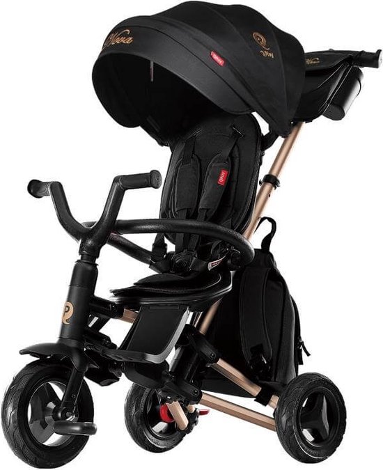 Supfine 5-in-1 Driewieler Voor Baby's - 360° Draaizitting, Duwstang, Kap & Mand - Zwart 81x60x95 Cm Tot 25 Kg