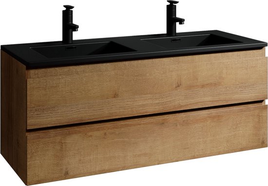 Angela de salle de bain Angela 120cm - vasque noir mat - Chêne | bol