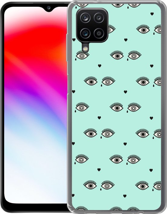 Coque Samsung Galaxy A12 - Filles - Yeux - Hartjes - Motifs - Fille - Kids - Enfants - Coque de téléphone en Siliconen