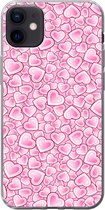 Geschikt voor iPhone 12 mini hoesje - Meiden - Hartjes - Roze - Patronen - Girl - Kindje - Kinderen - Siliconen Telefoonhoesje