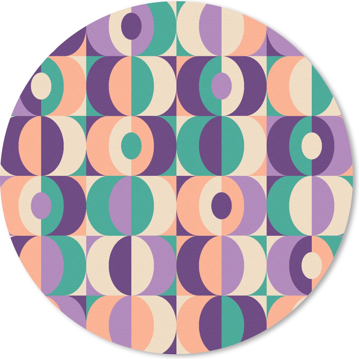 Muismat rond 20x20 cm - Mousepad Patroon - Geometrie - Retro - Ronde muismatten