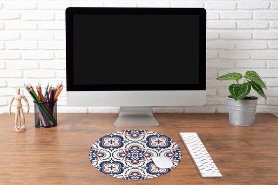 Muismat rond 50x50 cm - Mousepad Bloemen - Retro - Design - Ronde muismatten