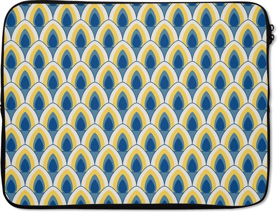 Housse pour ordinateur portable 15 pouces - Design - Motif - Rétro - Jaune - Blauw - Housse pour ordinateur portable