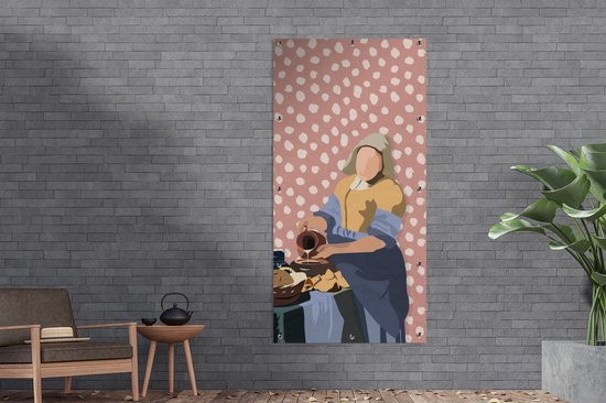 Affiche clôture Pastel - Melkmeisje - Pois - Maîtres anciens - 100x200 cm - Toile jardin