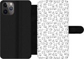 Bookcase Geschikt voor iPhone 11 Pro Max telefoonhoesje - Meiden - Kat - Patronen - Girl - Kids - Kinderen - Met vakjes - Wallet case met magneetsluiting