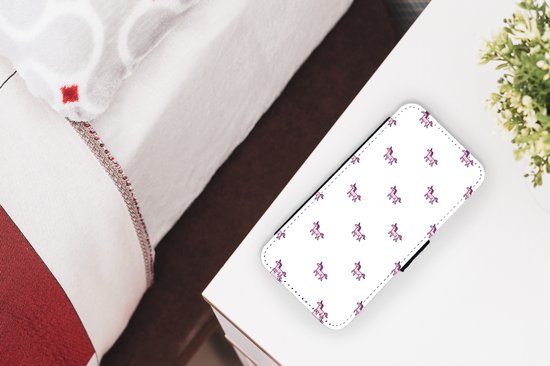 Etui iPhone 8 Bookcase - Fille - Unicorn - Rose - Motifs - Fille - Enfant - Enfants - Avec compartiments - Etui portefeuille avec fermeture aimantée