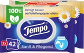 Tempo - Vochtige doekjes - Vochtig toiletpapier - voordeelverpakking (2 x 42 stuks) - Kamille