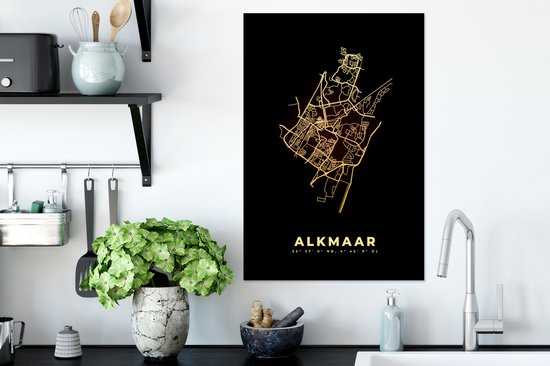 Cadre photo avec affiche - Plan de la ville - Carte - Alkmaar - Carte - Nederland - 40x60 cm - Cadre pour affiche