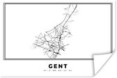Poster Plattegrond - België – Gent – Kaart – Stadskaart - Zwart Wit - 90x60 cm