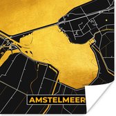 Poster Kaart - Plattegrond - Stadskaart - Amstelmeer - Nederland - 75x75 cm