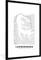 Fotolijst incl. Poster - Kaart - Lauwersmeer - Nederland - Lauwersmeer - Plattegrond - Stadskaart - 60x90 cm - Posterlijst