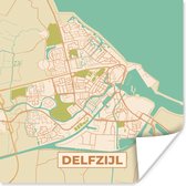 Poster Delfzijl - Plattegrond - Kaart - Stadskaart - Vintage - 30x30 cm