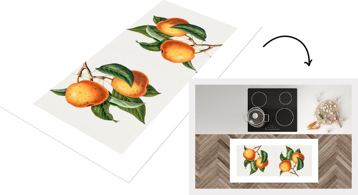KitchenYeah Keukenloper - Loper keuken - Eten - Sinaasappel - Plant - 120x60 cm - Keukenloper vinyl Multicolor